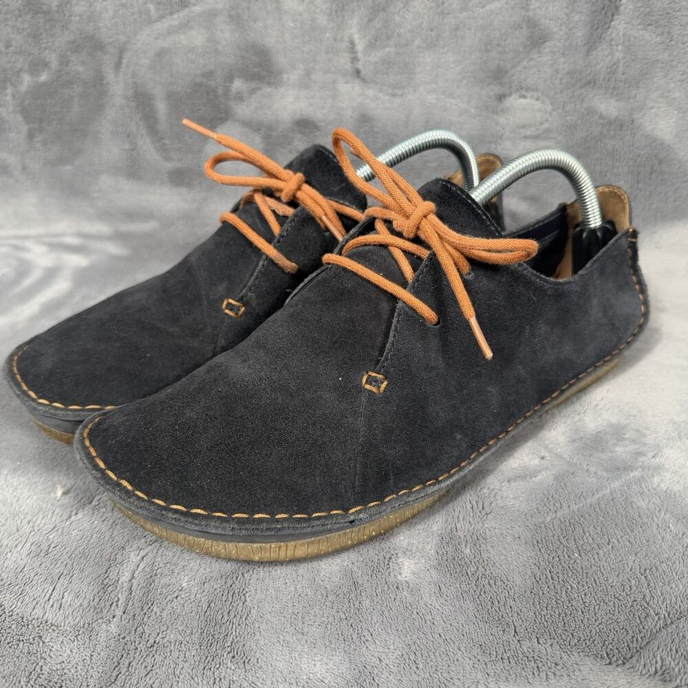 Clarks Originals Navy Blue Suede Janey Mae Comfort Lace Up Shoes Womens 12